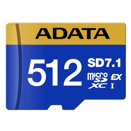 ADATA 512GB Premier Extreme microSDXC card with SD7.1 and 800MB/s speed, ideal for 4K video recording. ADATA 512GB Premier Extreme microSDXC card with SD7.1 and 800MB/s speed, ideal for 4K video recording.